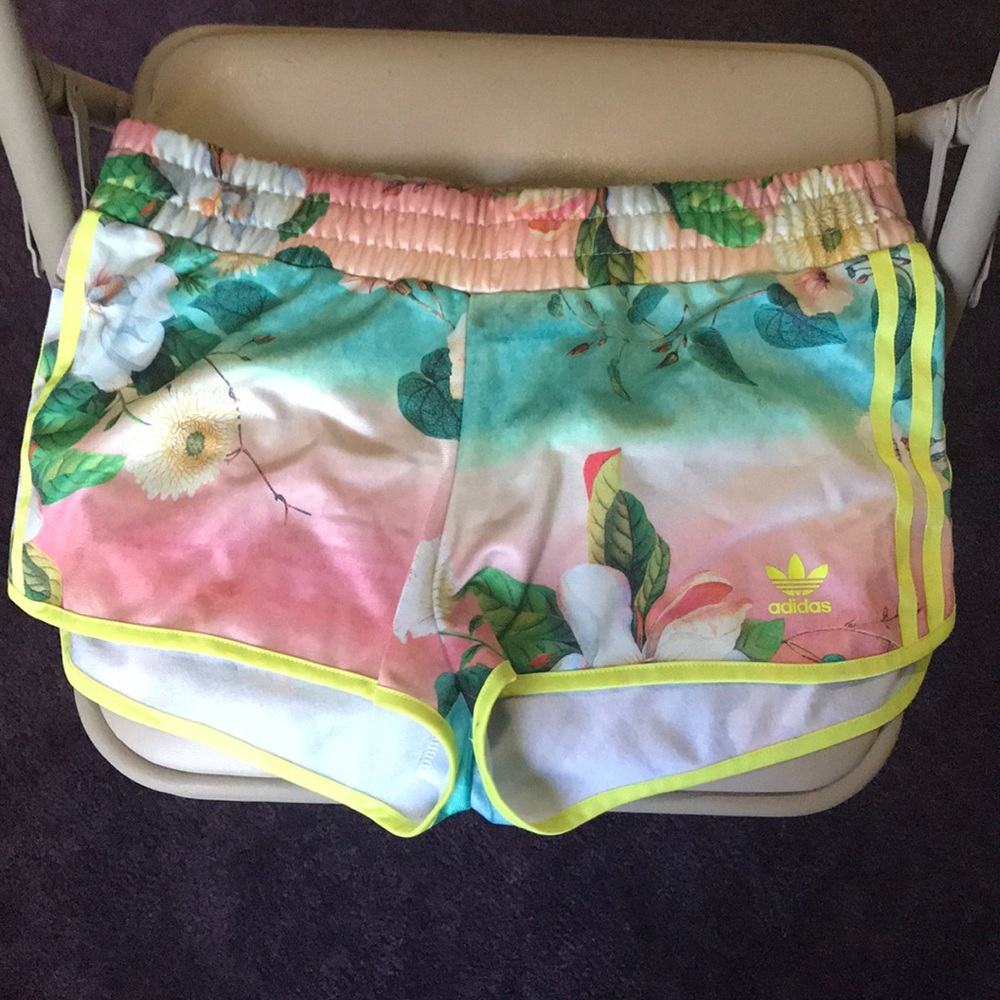 Floral print adidas shorts